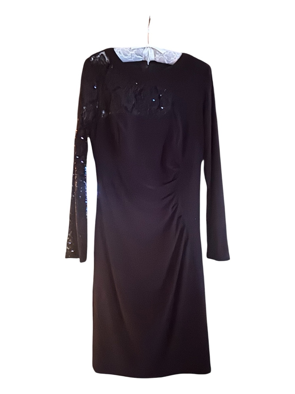 Cache Black Long-Sleeve Sequin Accent Dress - Elegant Evening Style Size 12
